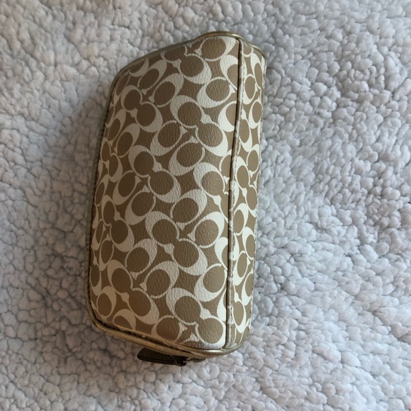 Gently used gold Coach cosmetic bag - Picture 2 of 7